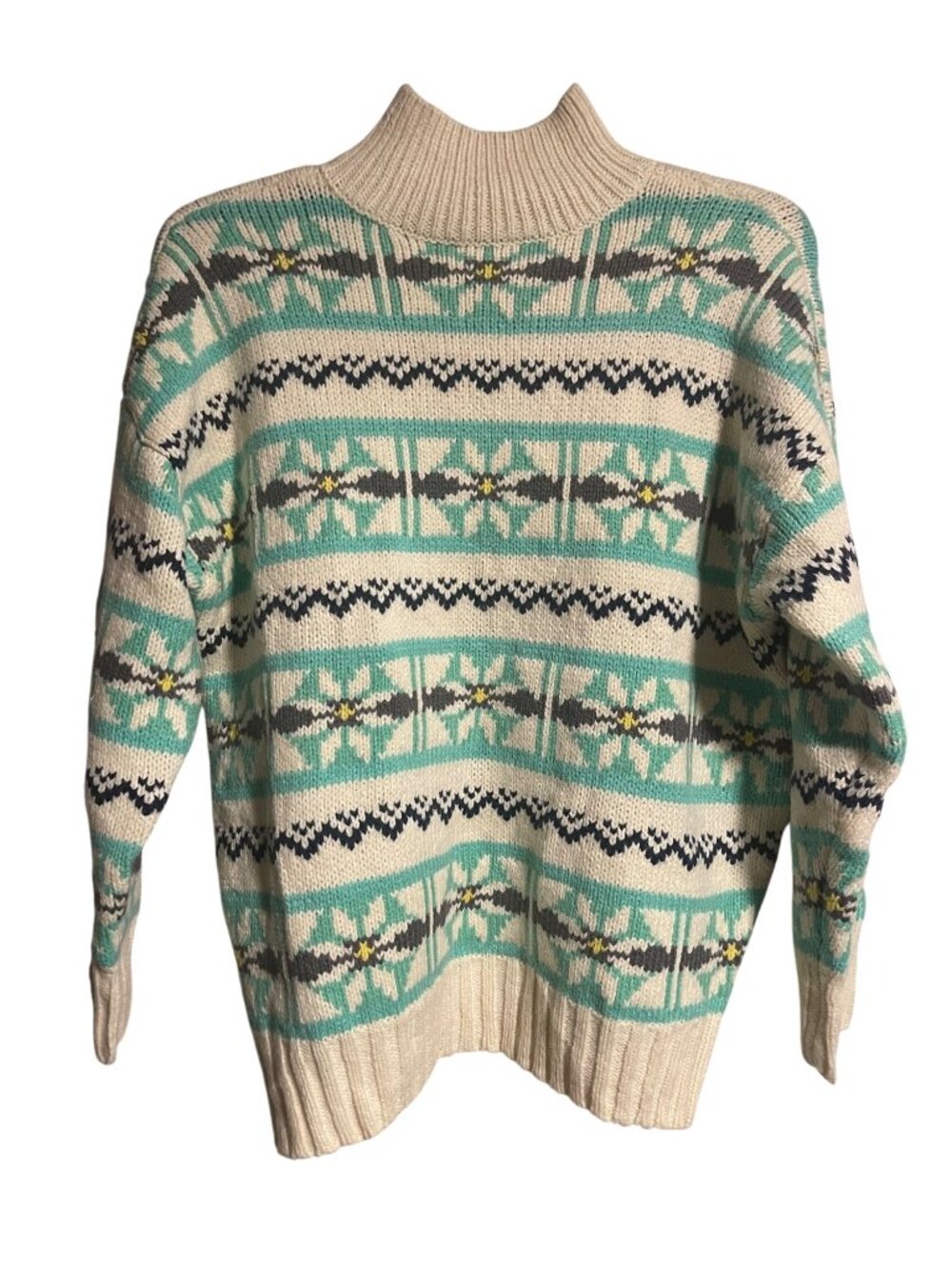 American Eagle Oversized Fair Isle Mock Neck Sweater Womens XS